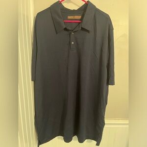 Perry Ellis Mens 2XLT Short Sleeve Blue Polo Shirt Casual Dress Cotton Blend